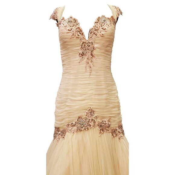 Luxurious Designer Couture Wedding Evening Cocktail Prom Party Runway Gown Dress - Picture 6 of 16